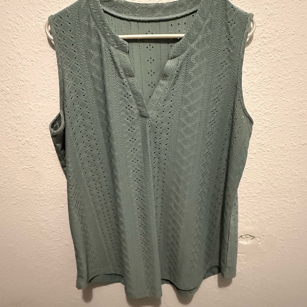 Sleeveless Eyelet Top in Green